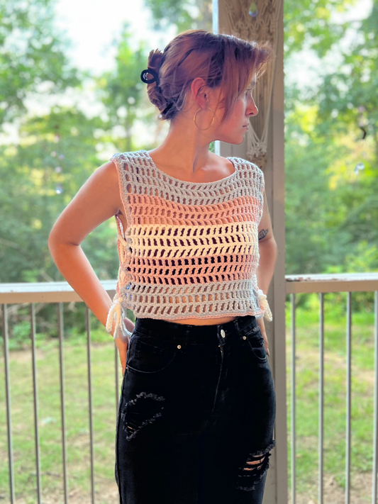 Trans Flag Mesh Crop Top
