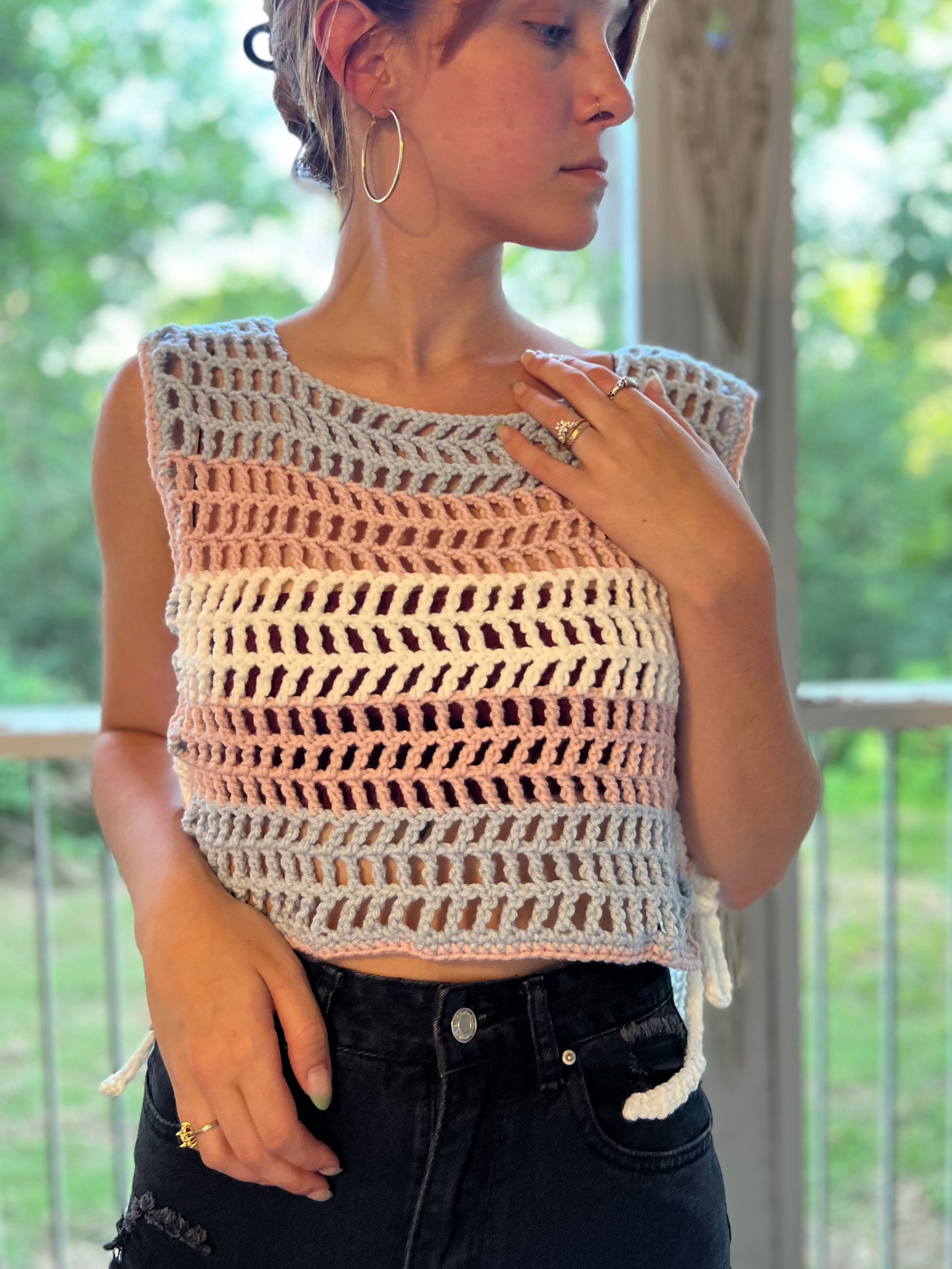 Trans Flag Mesh Crop Top