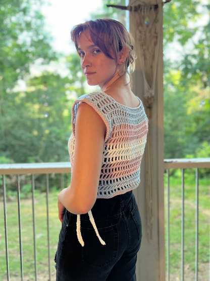 Trans Flag Mesh Crop Top