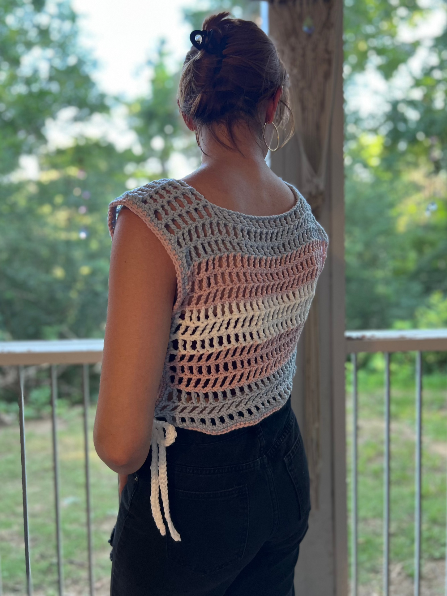Trans Flag Mesh Crop Top