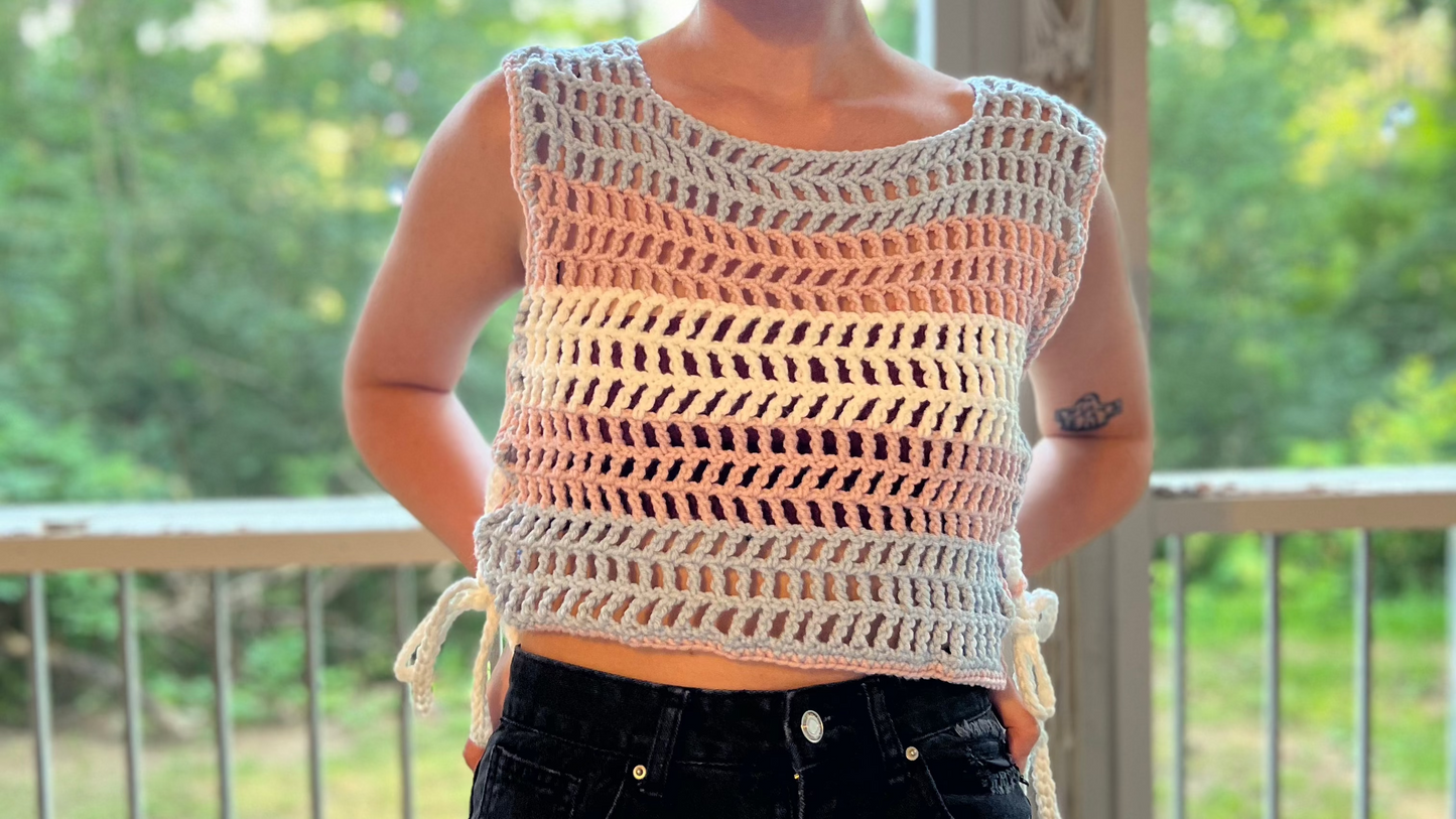 Trans Flag Mesh Crop Top