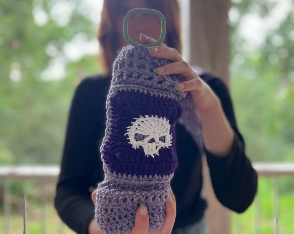 Water or Wine Bottle Purse - Purple Skull