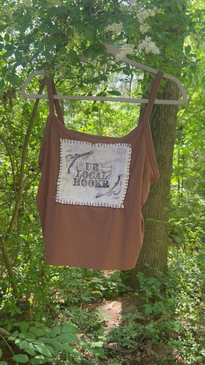 hookr merch - brown tank top